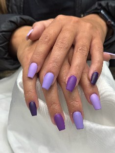 Matte lavender and plum square nails