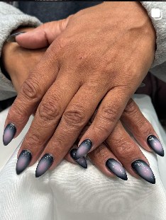 Black and grey ombré stiletto nails
