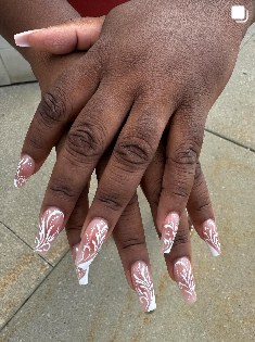 Pink and white French ombré coffin nails