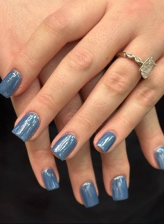 Glossy blue square nails